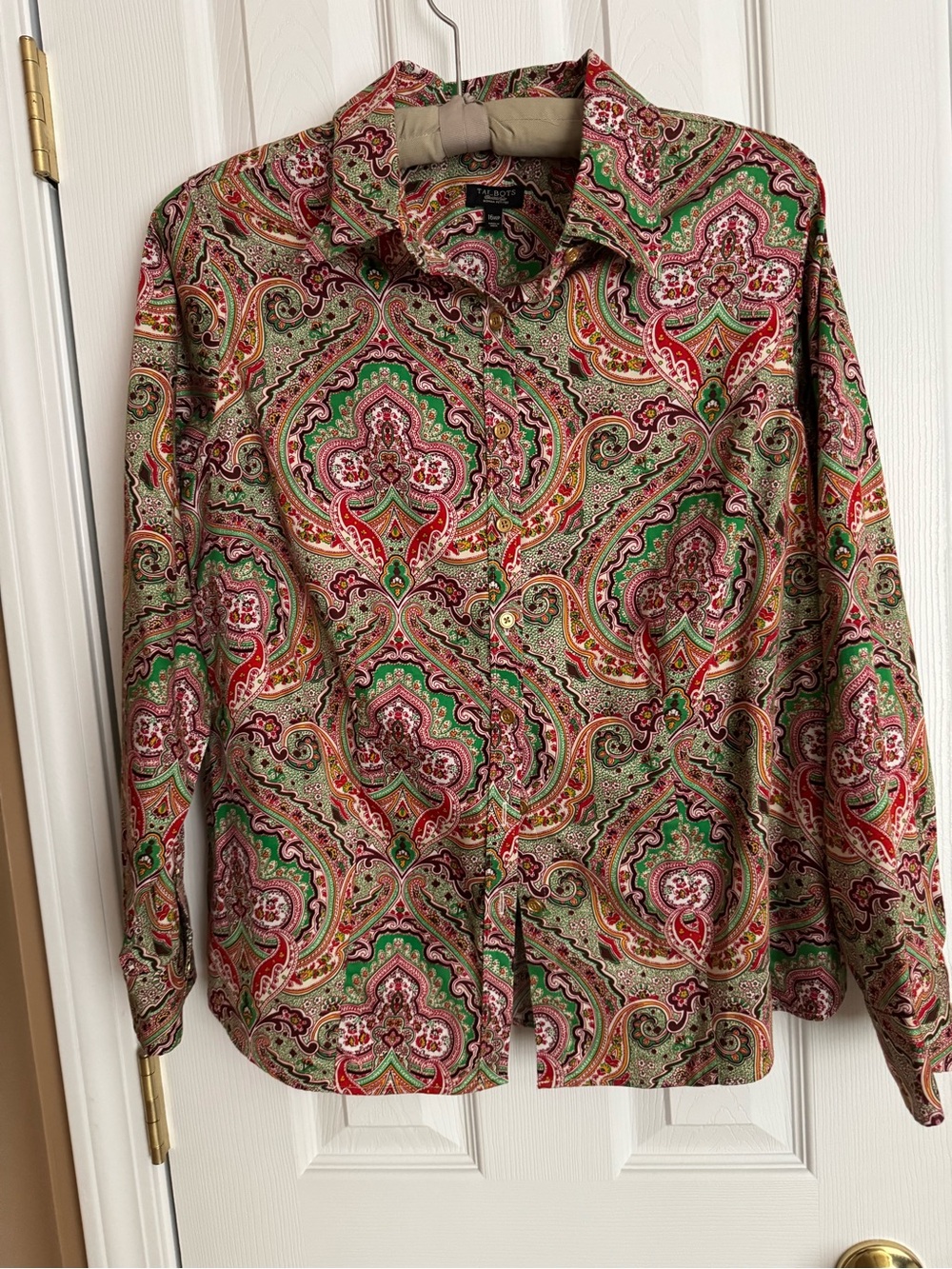Older Talbots Paisley Button-Down Shirt in Green and Red